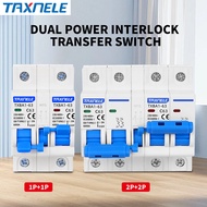 TAXNELE MTS 1P+1P 2P+2P  AC Manual Transfer Switch Circuit Breaker Changeover Switch MCB 40A 63A