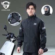 EAGLADE Raincoat for Motorcycle Men Waterproof +Shoe Cover Scratch Resistant Breathable B30 in Black