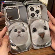 Lovely Funny Cat Mirror Phone Case For Samsung Galaxy S25 S24 S23 S22 S21 Plus S20 FE Note 20 Ultra 
