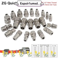IESPOIR1UM 1Pcs Quick Fitting, Double Ferrule 304 SS Tube Connector,  Stainless Steel 1/8" 1/4" 3/8"