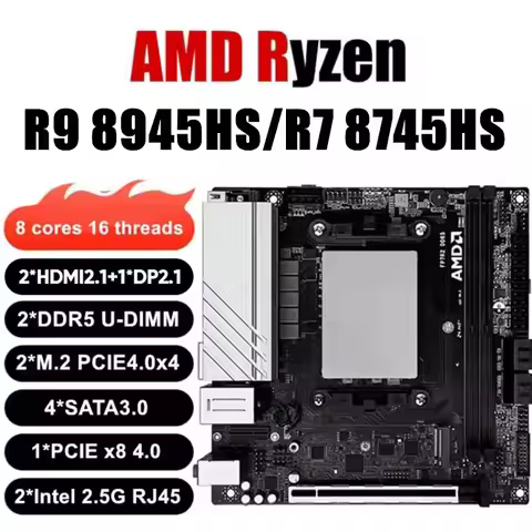 Topton N17 Gaming Motherboard AMD Ryzen 9 8945HS 7940HS R7 8745HS 7840HS 4*SATA 2*NVMe PCIEx8, 2*2.5