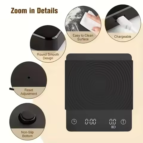 Basic 3 Black Mirror Pour Over Coffee Scale Espresso Scale,Flow Rate, Auto Timer,Ratio, 3 Brewing Mo