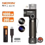 NICRON ไฟฉาย LED B71UV สีขาว/UV ไฟฉาย90องศาหัวบิด IP65กันน้ำ18650แม่เหล็กไฟฉาย LED ไฟสำหรับกลางแจ้ง 