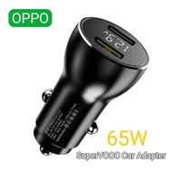 OPPO 65W InCar Charger Adapter 3.0 Dual USB Port Support SuperVOOC Fast Charging 6.5A Type-C USB Cable For Reno A96 A78