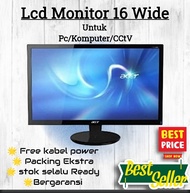Monitor  16 inc wide LED/LCD Untuk pc/Komputer/CctV second mulus bergaransi