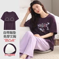 High-quality pajamas) 100% cotton pajamas set with chest pads pajamas womens summer pure cotton shor