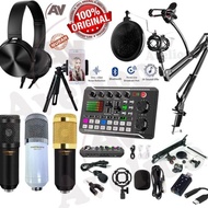 COMPLETE CONDENSER MIC PACKAGE BM 800 + STAND + SOUNDCARD V8 + SPLITTER