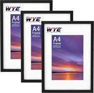 wyewye Set of 3 Wooden A4 Photo Frames with Stand for Tabletop or Wall Hanging Black A4 Frame with A