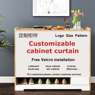 [customize] Size/pattern Cabinet Curtain Self-adhesive Kitchen Shade Cloth Dustproof Velcro Half Cupboard Door Curtain