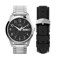TIMEX TWG027900 Mens Expansion Band Box Set with Additional นาฬิกาข้อมือผู้ชาย สีดำ