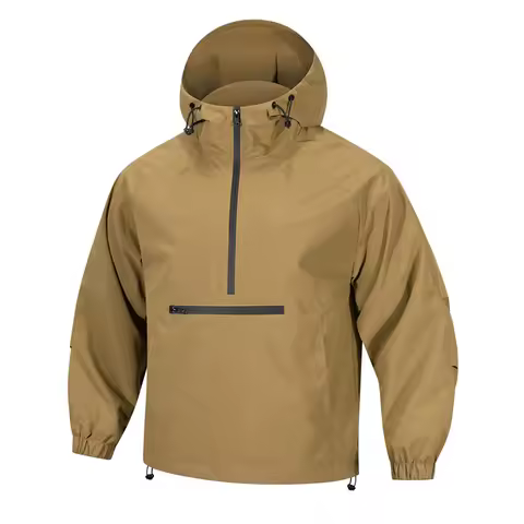 Spring Autumn Men's Anorak Jackets Fashion Man Half zip Streetwear Hip Hop Hooded Coats Men Windbrea