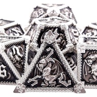 AUSTOR 7-Die Metal DND Dice Set Dungeons and Dragons Polyhedral Roll Playing Dice with Box D20 D12 D