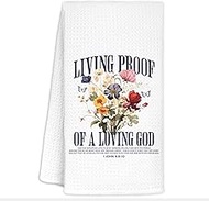 Floral Christian Kitchen Towels, 1 John 4:9-10 Bible Verse Decor Dish Tea Towels for Kitchen, God De