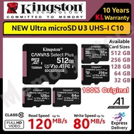 (Spot) Kingston SD Card Micro Sd Class 10 120MB/s 32GB/64G/128GB/256GB/512GB 1TB 2TB TF Memory Card