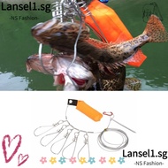 LANSELL Fish Stringer, Orange Stainless Steel Fishing Stringer, Portable 5m Length with 5 Buckle Sna