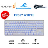 Excellent E-Dra EK387 White Ice case White/Blue led mechanical gaming keyboard (Blue/ Brown/ Red Swi