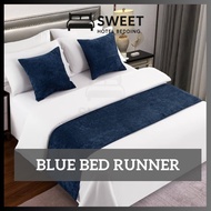 SWEET Blue Bed Runner Hotel / Bed Decoration - ALL SIZE For Hotel & Airbnb