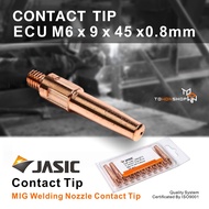 JASIC อะไหล่อุปกรณ์เครื่องเชื่อมมิก MIG คอนแทคทิป ECU PANA CONTACT TIP M6X45 (0.8MM) แพค 10 อัน