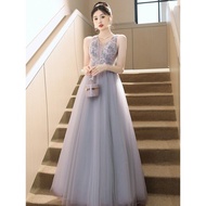 Quality Luxury High-End 2024 Gray Fairy Evening Dress For Women Dinner Anual Party Princess Graduati