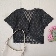 Black Lace Mesh Crop Top Gothic Harajuku