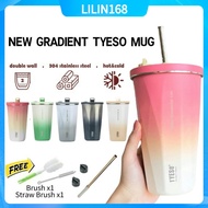 Tyeso Gradient Coffee Mug 600ml With Retractable Straw 304 Stainless Steel Water Bottle Cup Botol Ai