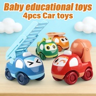 Baby educational gift 0-3 years old toys engineering car cartoon inertial Construction DIY Car 4pcs