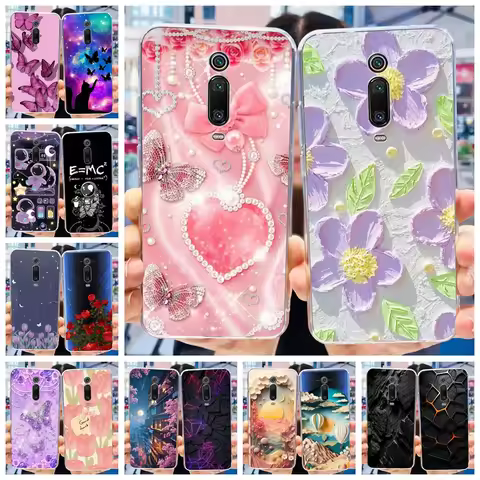 For Xiaomi Mi 9T Pro Case Mi 9T Cover Popular Flower Transparent Soft Silicone Phone Case For Redmi 