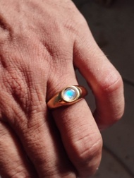 cincin batu biduri bulan size kecil ring titanium gold