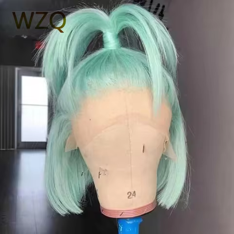 Straight Lace Front Wigs 180% HD Transparent Lace Frontal Wig Brazilian Remy Hair Wig 13x4 Mint Gree