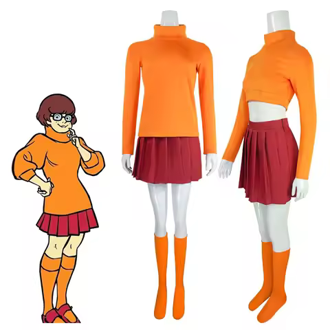Anime Velma Cosplay Costume Movie Character Orange Uniform Halloween Costume For Women Girls Cosplay