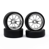 1.5 Degrees Hard Plastic Drift Tires Metal Wheel Rim for 284131 K969 K989 Kyosho Mini-Z 1/28 RC Car 