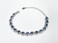 藍寶石手鍊 有燒藍寶石 925純銀手鍊 手工鑲嵌 可調式手鍊