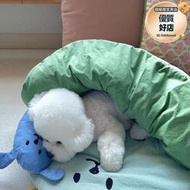 韓國ins秋冬蓬鬆舒適睡袋被子 推車墊半包圍寵物窩咪窩可拆洗
