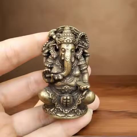 Exquisite Elephant God Sculpture, 1/3PCS Brass Ganesha from India Thailand to Enrich Your Home Offic