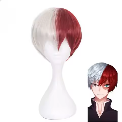 Anime Academia Akademia Shoto Todoroki Shouto White And Red Cosplay Synthetic Wig