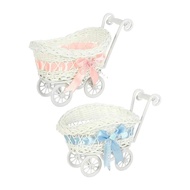 Mini Flower Basket Stroller Toy For Kids - Multifunctional Pretend Play Cart With Smooth Wheels H3h4