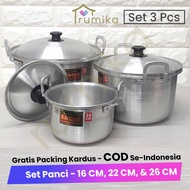 [BUNDLING SET OF 3] Aluminum Pan + Lid / Vegetable Soup Pan / Water Pan with Outer Lid Global Eagle 