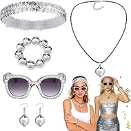 Pack of 5 1970s Disco Accessories, 70s Outfit, Women's Carnival Costumes with Rhinestones, Sunglasse