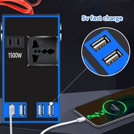 220V Car Power Inverter Cigarette Lighter Socket Quick Charge 1500W 12V/24V to 220V Car Splitter with 4 USB Ports