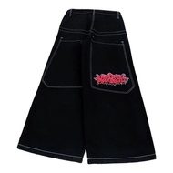 กางเกงยีนส์ขากว้างหลวมลาย JNCO ปักกางเกงยีนส์สไตล์ฮิปฮอปกางเกงยีนส์หญิงลําลองแฟชั่น High Street จากจ