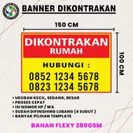 (2) Banner / Spanduk / Backdrop Dikontrakan Disewa Rumah Tanah Ruko