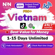 Vietnam eSIM Pro+ 5G 1-15Days 500MB-10GB Unlimited Data | Instant Email Delivery | High Speed Data V