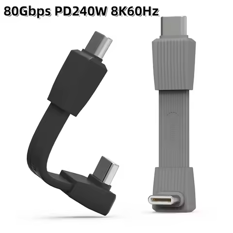 Short USB C Cable 1.65inch/42mm, 80Gbps+240W PD Fast Charging+8K@60Hz 90 Degree Type C Male to Male 