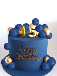 20入組藍色洒餡球,生日蛋糕裝飾,甜點烘焙配件
