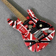 EVH electric guitar relics with alder body (facing the guitar), maple fretboard, and double tremolo 