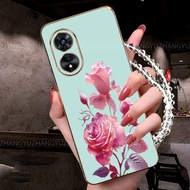 Case For OPPO A17 A97 5G A38 4G A18 A60 A98 5G Phone Case 2025 Latest Rose Pattern Bracelet Shockpro