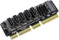 PH56+1U PCIE3.0 M.2 M Key X4 X8 X16 to 5Ports SATA III Expansion Card 6Gbps with LED Indicator Compa