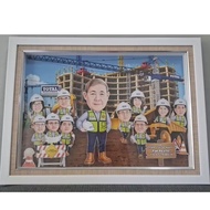 Custom caricature, 3D A2 double linen frame