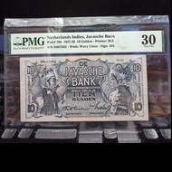 Uang Kuno 10 Gulden Wayang (Netherlands Indies) TTD Wavern PMG langka