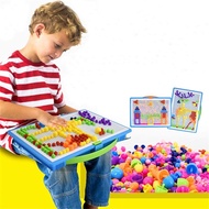 296PCS/Set Plastic DIY Mushroom Nail Beads Kit Puzzle Toys Jigsaw Board Educational Composite Puzzle